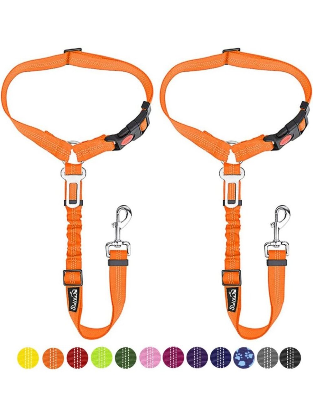 Adjustable Dog Car Seat Belt - 2 Pack Pet Safety Harness with Elastic Bungee